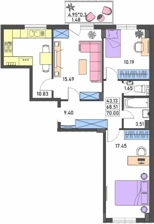 3-комнатная 70 м² в ЖК Меридиан от 17 900 грн/м², Одесса