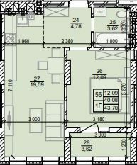 1-комнатная 43.7 м² в ЖК Весняний от 18 900 грн/м², г. Винники