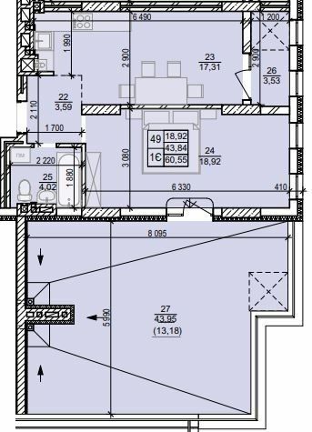 1-комнатная 60.55 м² в ЖК Весняний от 17 350 грн/м², г. Винники