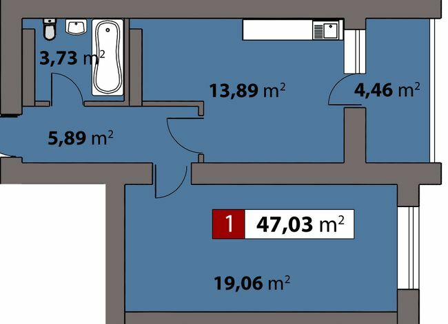 1-комнатная 47.03 м² в ЖК Парковый от 17 500 грн/м², Черкассы