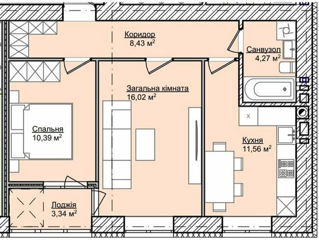 2-комнатная 54.01 м² в ЖК Smart Fort от 12 000 грн/м², г. Каменец-Подольский