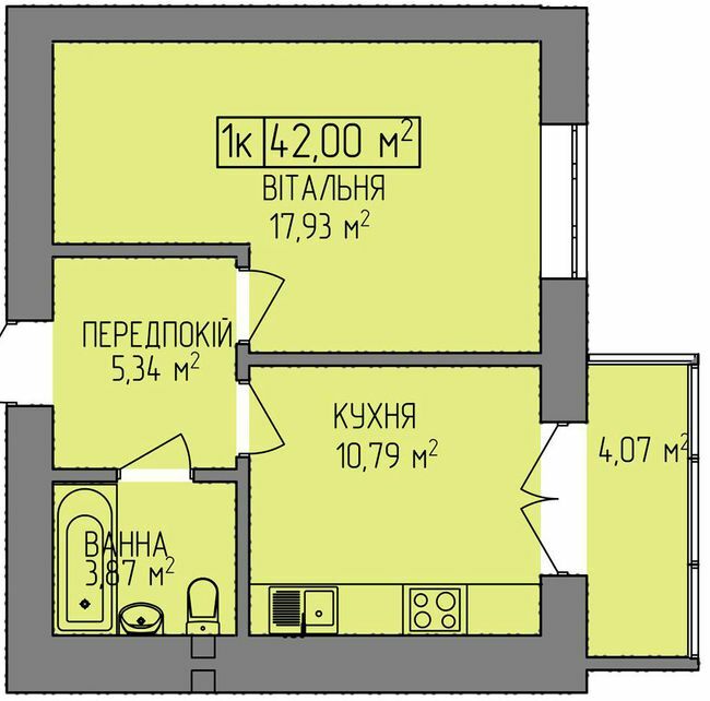 1-кімнатна 42 м² в ЖК OZERO від 15 050 грн/м², Івано-Франківськ