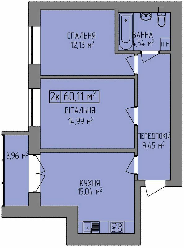 2-кімнатна 60.11 м² в ЖК OZERO від 15 050 грн/м², Івано-Франківськ