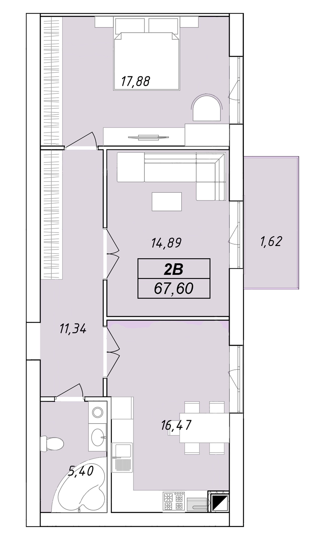 2-комнатная 67.6 м² в ЖК Елецкий от 25 000 грн/м², Чернигов