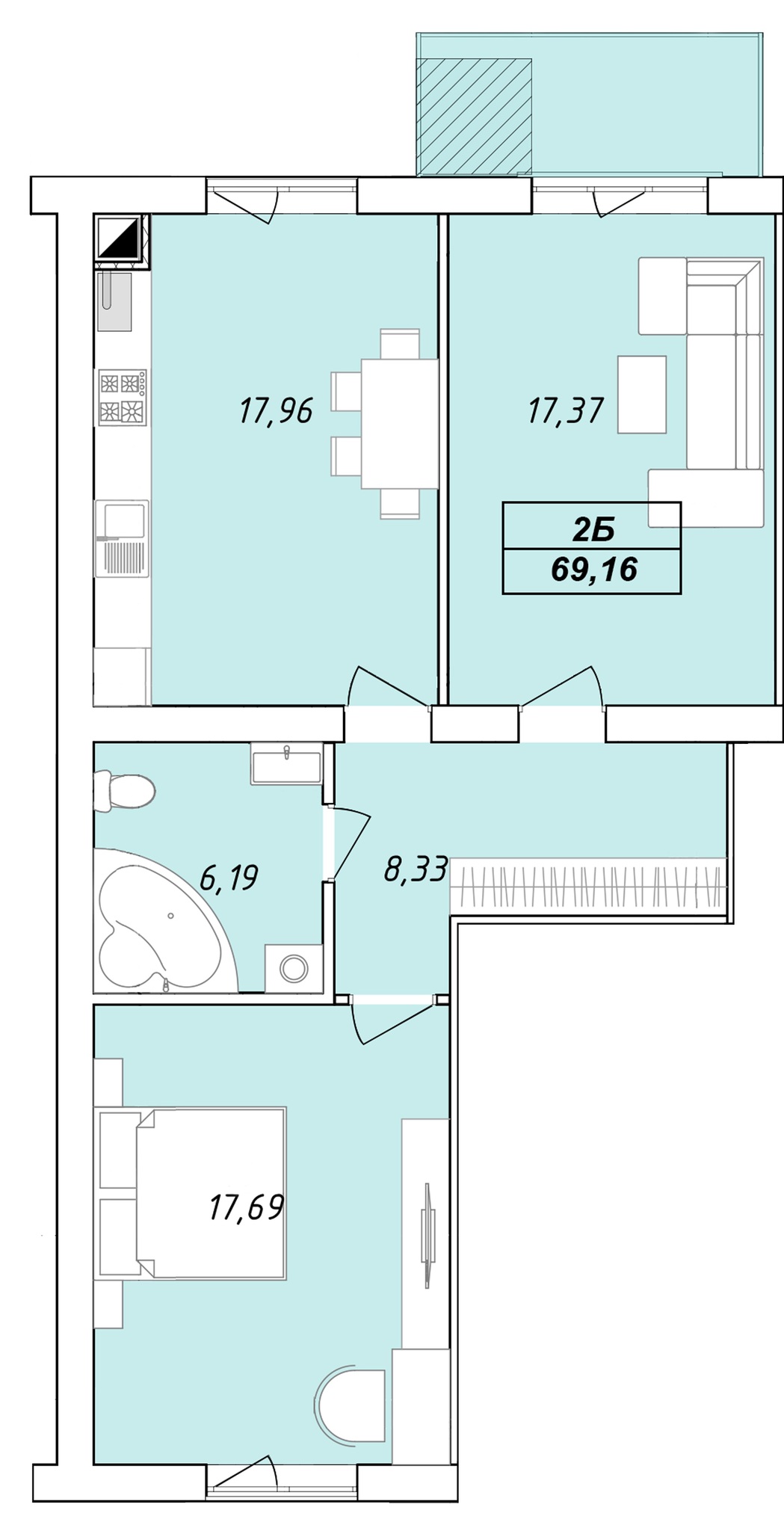 2-кімнатна 69.16 м² в ЖК Єлецький від 25 000 грн/м², Чернігів