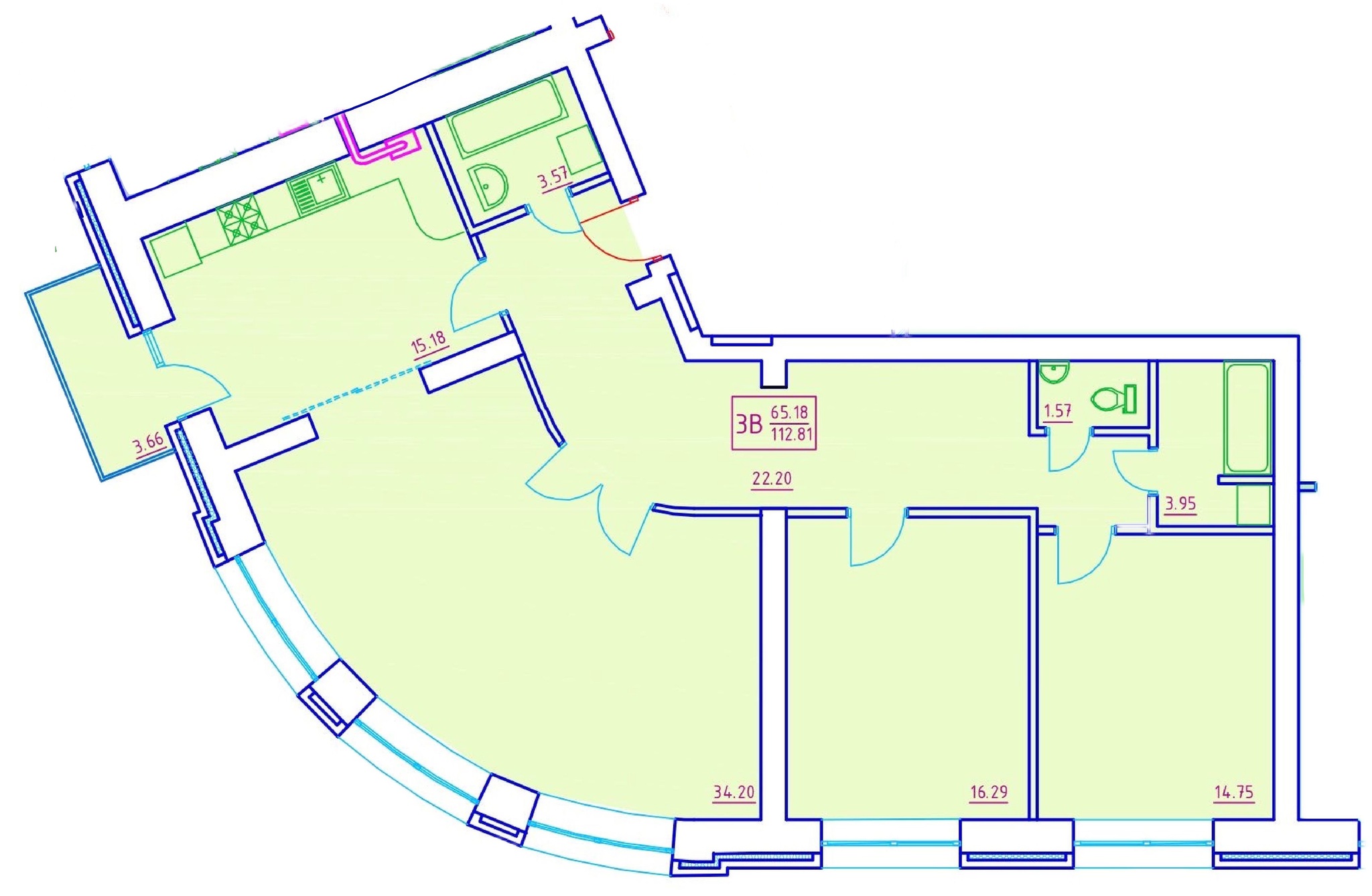 3-кімнатна 112.81 м² в ЖК Єлецький від 25 000 грн/м², Чернігів