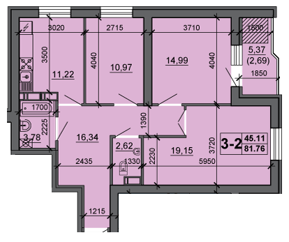 3-комнатная 81.76 м² в ЖК на ул. Сергея Амброса, 35 от 15 250 грн/м², Черкассы