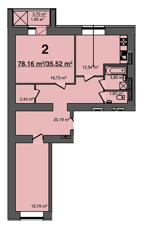 2-комнатная 78.16 м² в ЖК Свитанок от 17 500 грн/м², г. Борисполь
