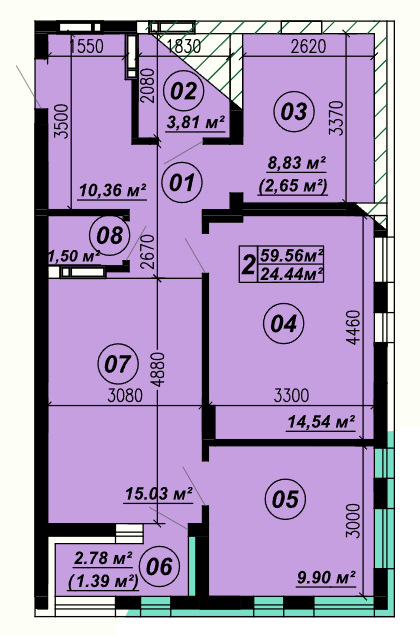 2-комнатная 59.56 м² в ЖК Verba от 22 000 грн/м², пгт Глеваха