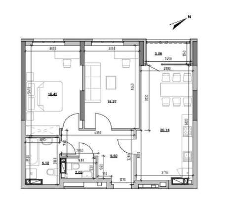 2-комнатная 72.28 м² в ЖК Берег Днепра от 38 537 грн/м², Киев