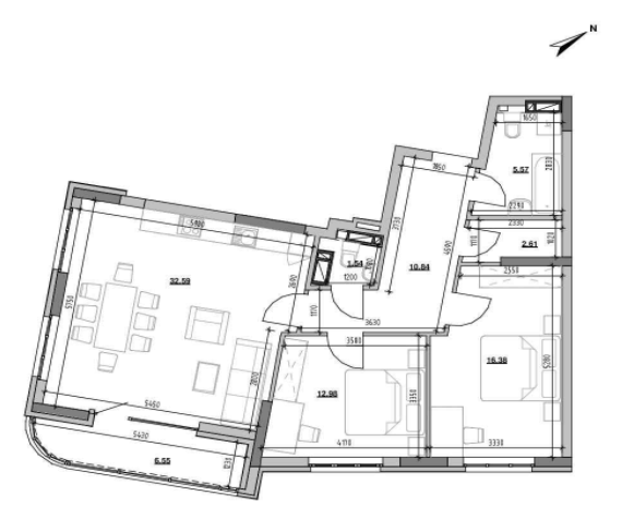 2-комнатная 89.06 м² в ЖК Берег Днепра от 37 150 грн/м², Киев