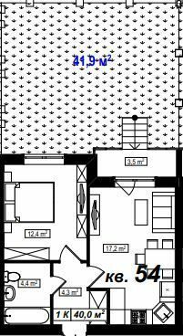 1-кімнатна 40 м² в ЖК Амстердам від 18 000 грн/м², с. Білогородка