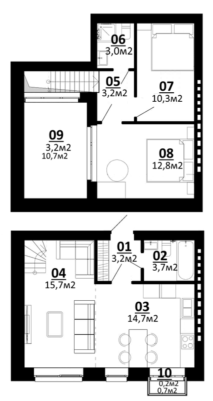 Дворівнева 70 м² в ЖК Білий Шоколад.Center від 19 500 грн/м², с. Білогородка