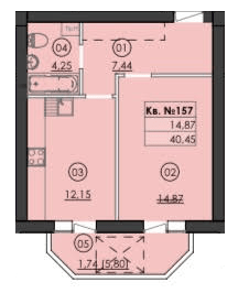 1-комнатная 40.45 м² в ЖК Family-2 от 23 750 грн/м², с. Гатное