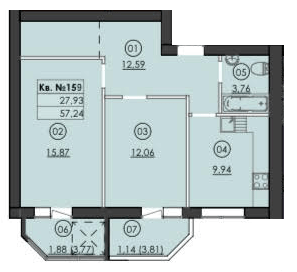 2-комнатная 57.24 м² в ЖК Family-2 от 22 350 грн/м², с. Гатное