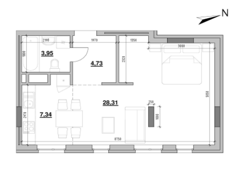 Студия 44.33 м² в ЖК Америка от 25 171 грн/м², Львов