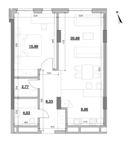 2-комнатная 60.68 м² в ЖК Америка от 24 413 грн/м², Львов