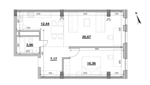 2-кімнатна 60.6 м² в ЖК Америка від 24 431 грн/м², Львів