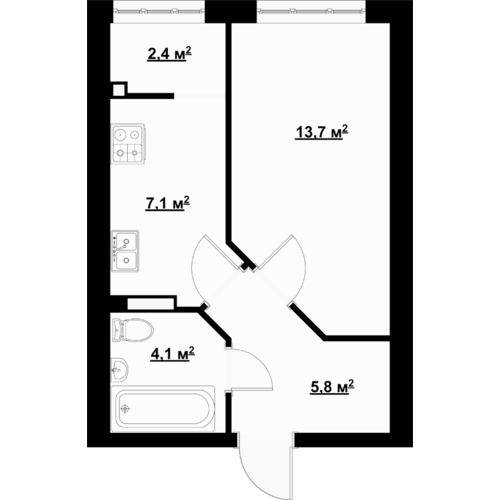 1-комнатная 33 м² в ЖК Благород от 26 600 грн/м², с. Крюковщина