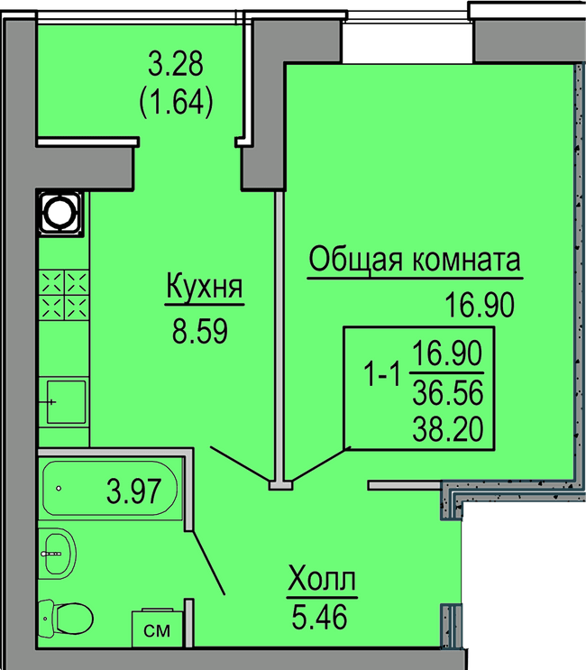 1-кімнатна 38.2 м² в ЖК Софіївська сфера від 28 500 грн/м², с. Софіївська Борщагівка