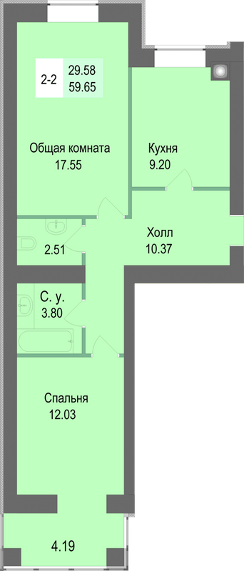 2-комнатная 59.65 м² в ЖК Софиевская сфера от 30 500 грн/м², с. Софиевская Борщаговка