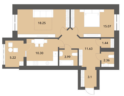2-кімнатна 71.4 м² в ЖК Софіївські Липки від 25 500 грн/м², с. Софіївська Борщагівка