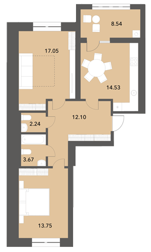 2-комнатная 73 м² в ЖК Софиевские Липки от 24 500 грн/м², с. Софиевская Борщаговка