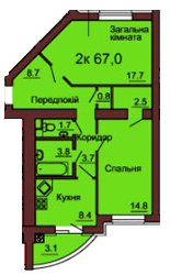 2-комнатная 67 м² в ЖК София Клубный от 30 000 грн/м², с. Софиевская Борщаговка