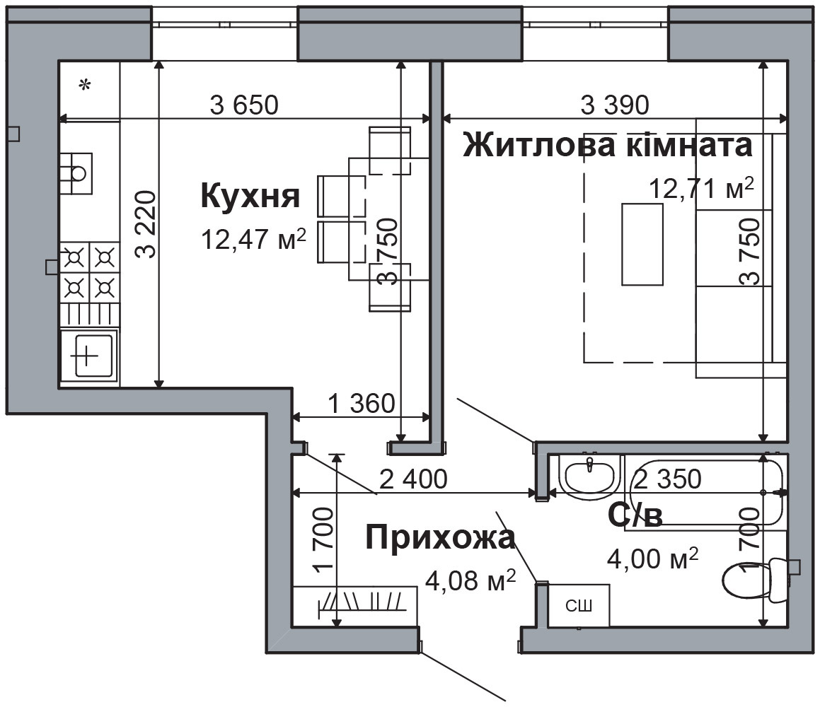 1-комнатная 33.26 м² в ЖК RODNOY-2 от 22 500 грн/м², с. Гатное