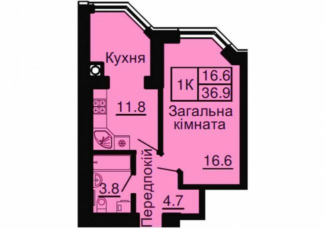 1-комнатная 36.9 м² в ЖК София Сити от 33 000 грн/м², с. Софиевская Борщаговка