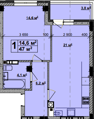 1-кімнатна 47 м² в ЖК Vlasna від 22 000 грн/м², с. Ходосівка