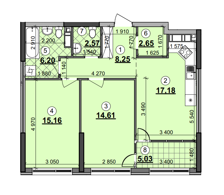 2-кімнатна 71.65 м² в ЖК Great від 34 798 грн/м², Київ