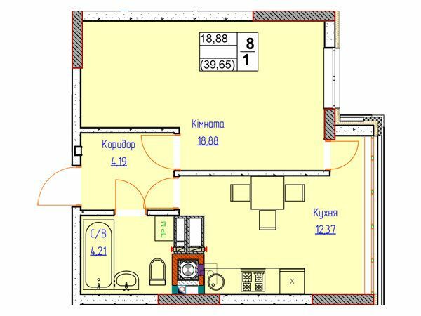 1-комнатная 39.65 м² в ЖК Пионерский квартал 2 от 25 300 грн/м², пгт Чабаны