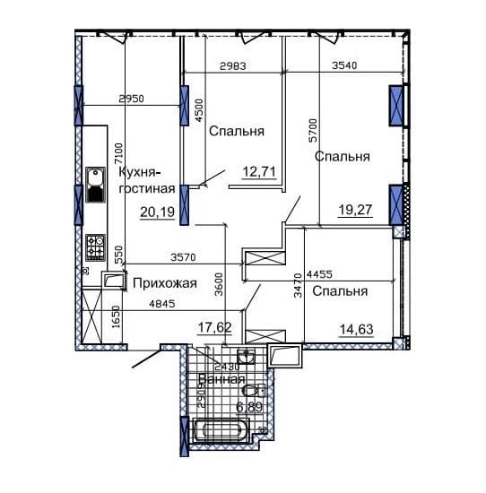 Продажа 3-комнатной квартиры 82 м², Ульянова ул.