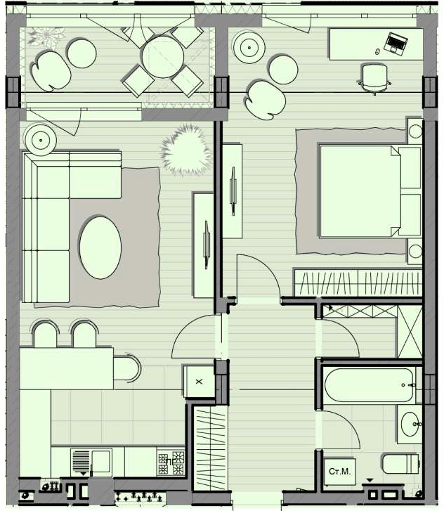 1-комнатная 71.7 м² в ЖК Luxberry lakes & forest от 33 600 грн/м², пгт Козин