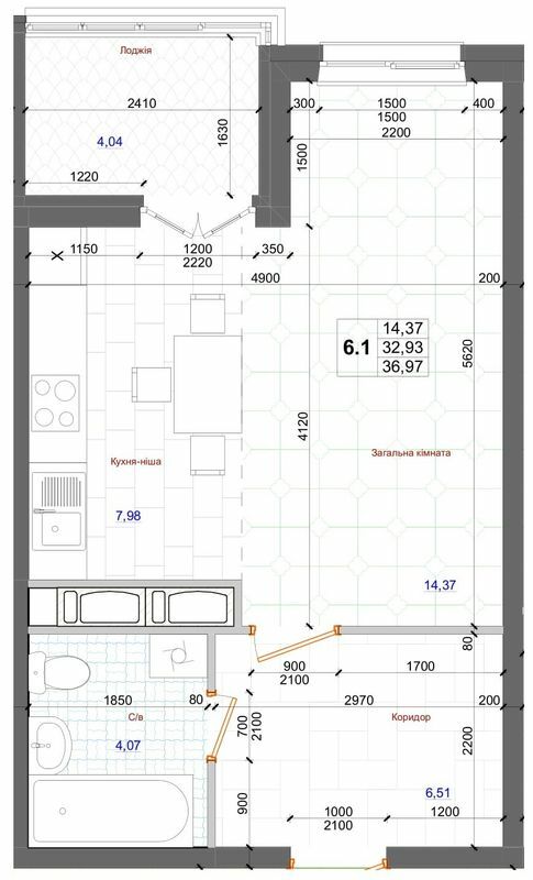 1-комнатная 36.97 м² в ЖК АТЛАНТ (Коцюбинское) от 23 600 грн/м², пгт Коцюбинское