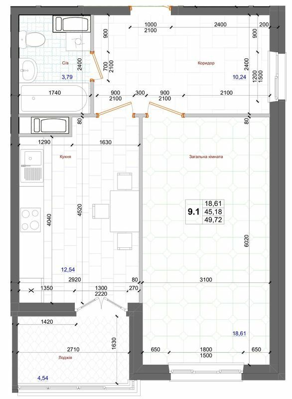 1-комнатная 49.72 м² в ЖК АТЛАНТ (Коцюбинское) от 23 600 грн/м², пгт Коцюбинское