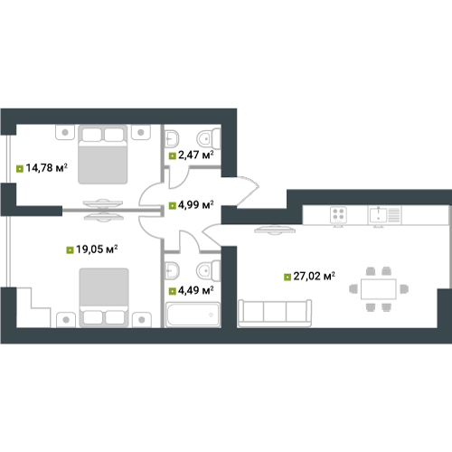 2-комнатная 72.8 м² в ЖК Idilika от 21 850 грн/м², г. Буча