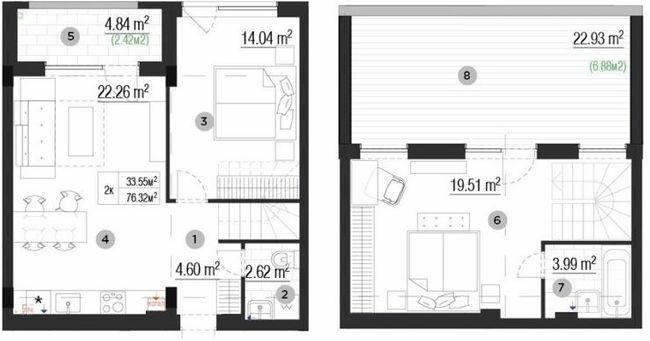 Двухуровневая 76.32 м² в ЖК PARKTOWN от 22 000 грн/м², пгт Гостомель