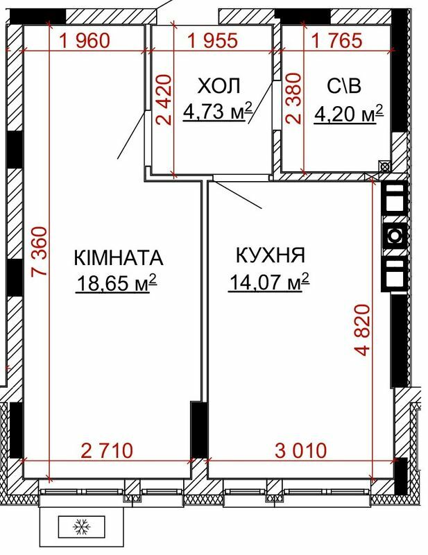 1-кімнатна 41.65 м² в ЖК Найкращий квартал-2 від 23 850 грн/м², смт Гостомель