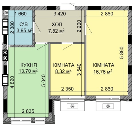 2-кімнатна 50.25 м² в ЖК Найкращий квартал-2 від 21 150 грн/м², смт Гостомель