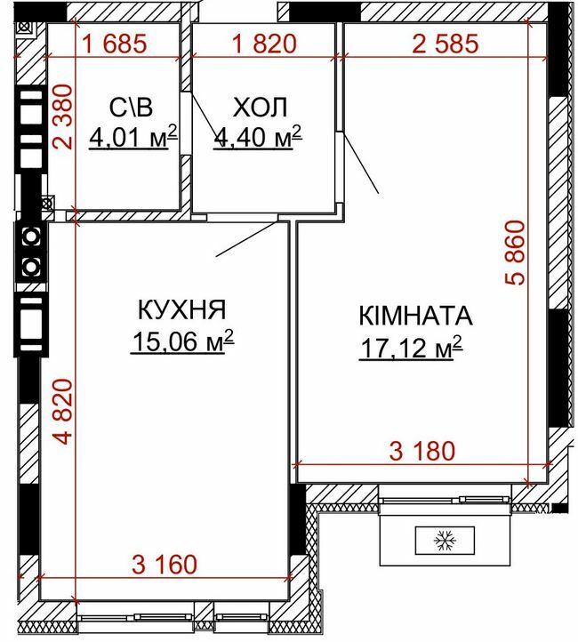 1-комнатная 40.59 м² в ЖК Найкращий квартал-2 от 26 200 грн/м², пгт Гостомель