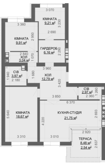 3-кімнатна 97.56 м² в ЖК Найкращий квартал-2 від 31 500 грн/м², смт Гостомель