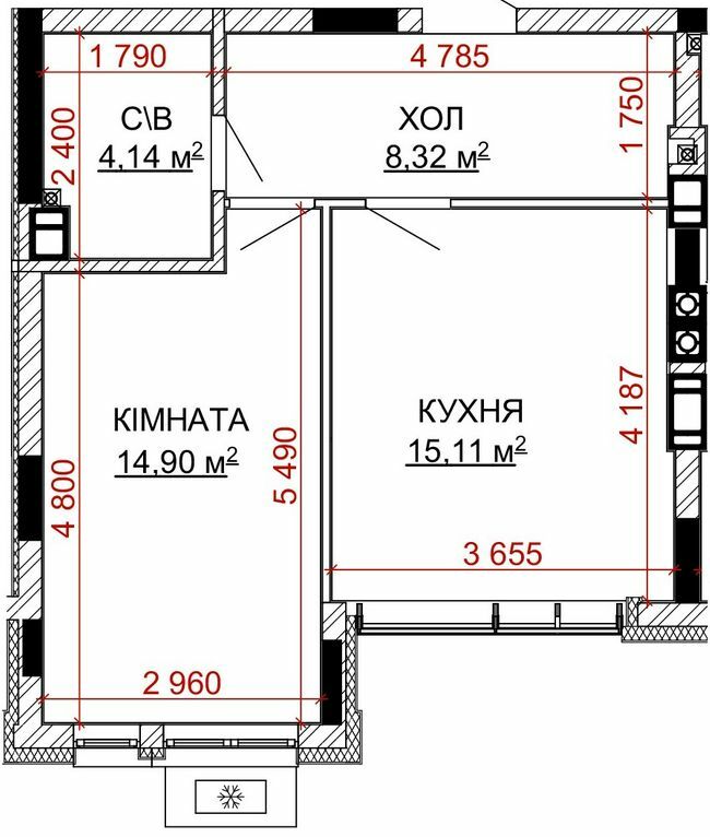 1-комнатная 42.47 м² в ЖК Найкращий квартал-2 от 24 700 грн/м², пгт Гостомель