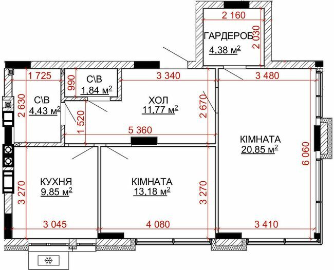 2-комнатная 66.3 м² в ЖК Найкращий квартал-2 от 23 400 грн/м², пгт Гостомель
