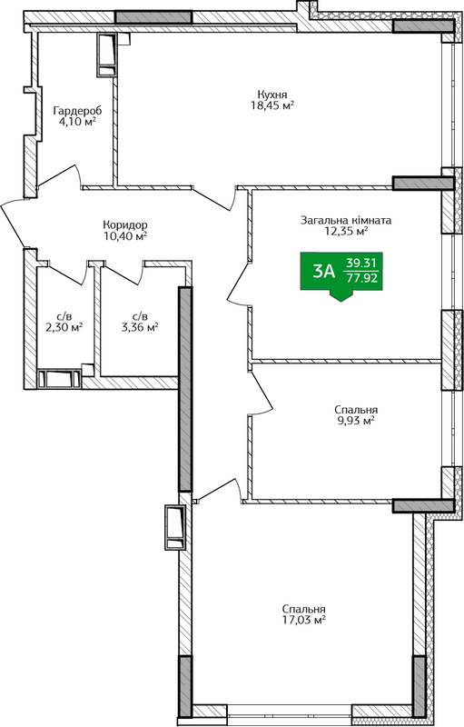 3-комнатная 77.92 м² в ЖК City Park от 18 000 грн/м², г. Ирпень