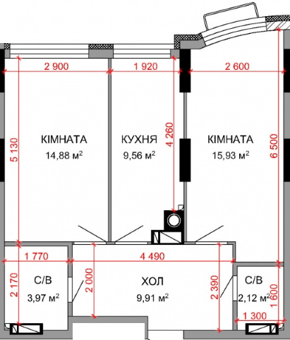 2-комнатная 56.37 м² в ЖК Royal Park от 25 950 грн/м², г. Ирпень
