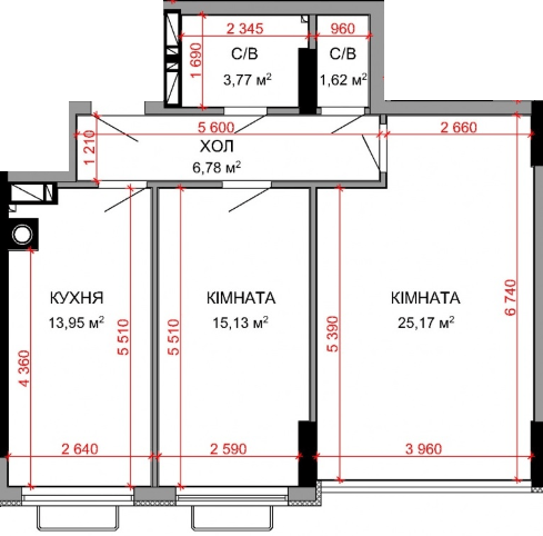2-комнатная 66.42 м² в ЖК Royal Park от 26 800 грн/м², г. Ирпень