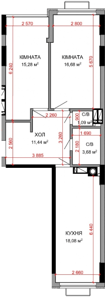 2-комнатная 66.25 м² в ЖК Royal Park от 26 800 грн/м², г. Ирпень