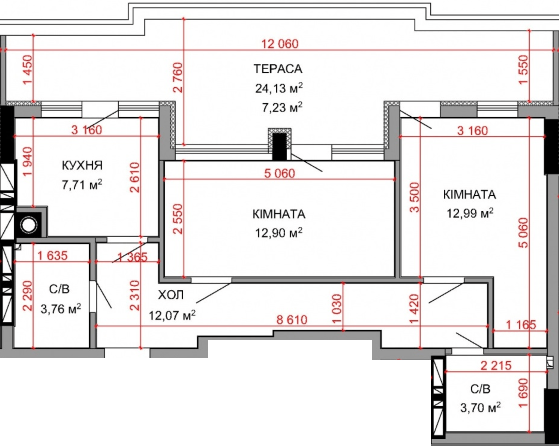 2-комнатная 60.36 м² в ЖК Royal Park от 26 800 грн/м², г. Ирпень